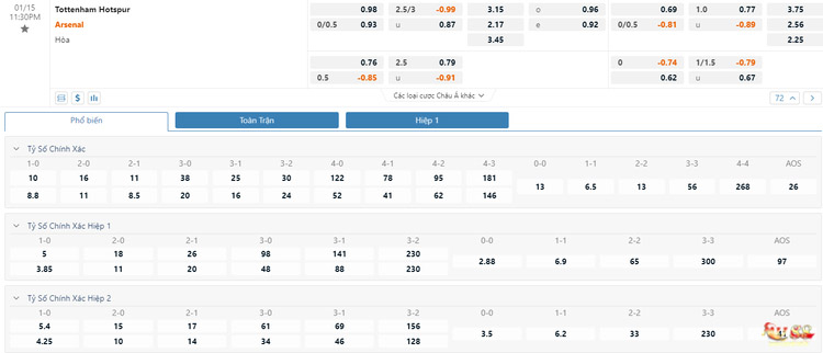 Soi kèo Châu Á trận đấu Tottenham Hotspur vs Arsenal