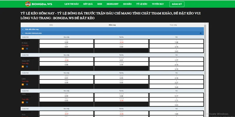 Tỷ lệ kèo cược luôn được cập nhật nhanh chóng và chính xác nhất