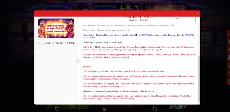 Những lưu ý khi tham gia chương trình Giới thiệu bạn bè tham gia BET88 nhận ngay 500k